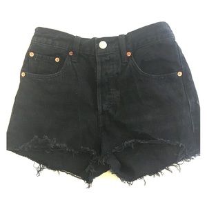 Levi 501 black cutoff jean shorts